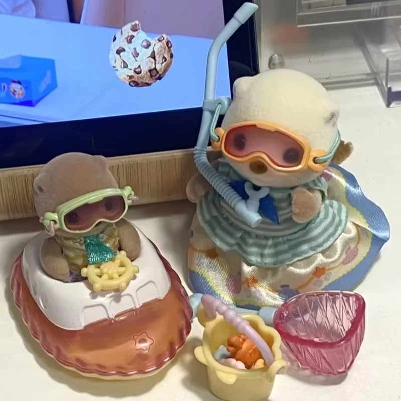 

New Arrival Sylvanian Families Sea Otter Family Sea Otter Sisters Set Action Figures Anime Figures Playing House Toys Kids Gifts