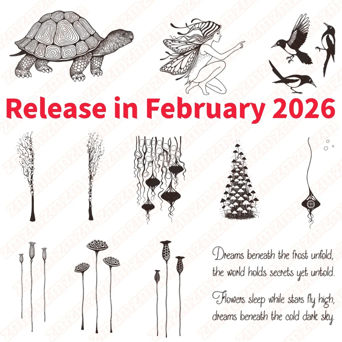 

Turtle Fairies Mushrooms Bird Glitter Pods Starflare Pods Clear Stamps For DIY Scrapbook Embossed Card Craft Decoration 2026 New