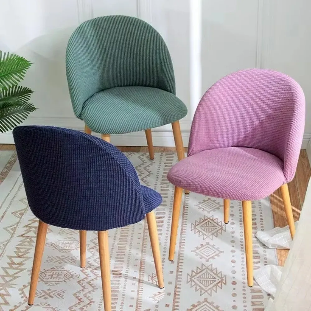High-elastic Low Back Duckbill Dining Chair Cover Anti-slip Curved Stool Slipcover Dust-proof Jacquard Backrest Protector
