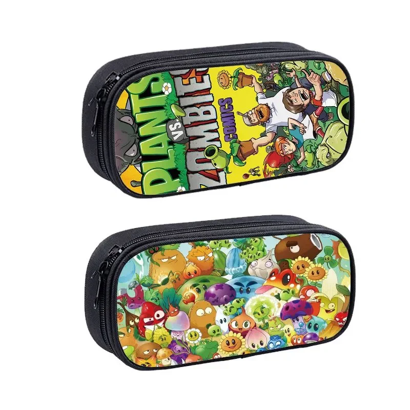

Пенал Plants Vs. Zombies для мальчиков, большой вместительный холщовый пенал для ручек, сумка для хранения канцелярских принадлежностей для школьных принадлежностей