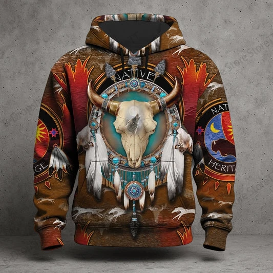 Men Hoodie Western Cowboy Native 3d Print Hoodie Men Fashion Long Sleeve Hoodie Sweatshirt Vintage Coat Women Sweats Men Clothes