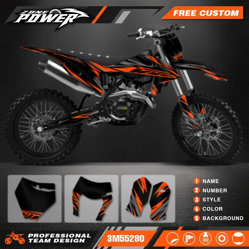 Powerzone Custom Team Graphics Decals Sticker Kit for KTM EXC EXC-F 2020 2021 2022 2023 SX SXF 2019 2020 2021 2022 136