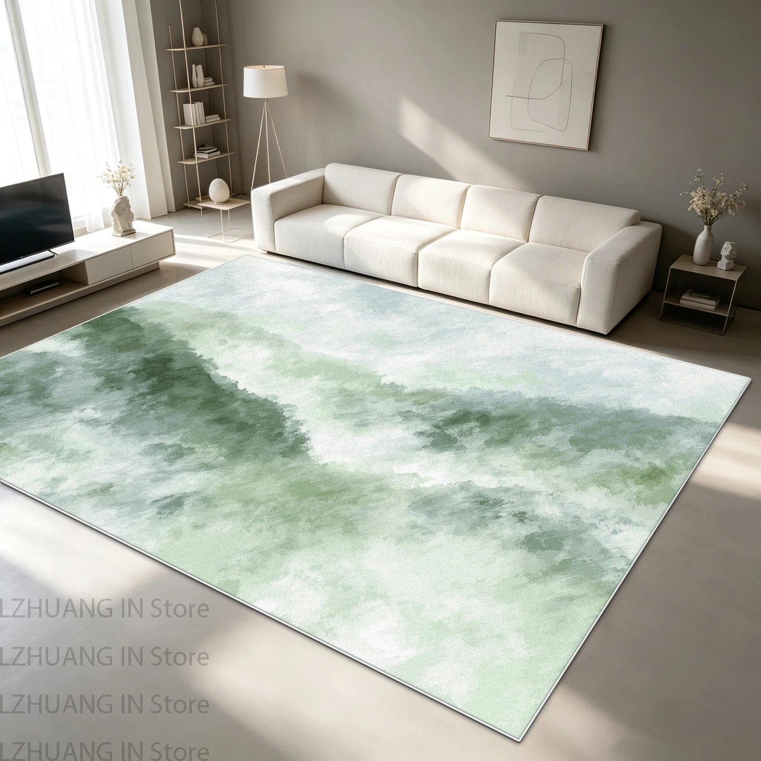 Modern Fresh Style Minimalism Blue Green Living Room Carpet Soft Coffee Tables Mat Easy Cleaning Machine Washable Lounge Rug