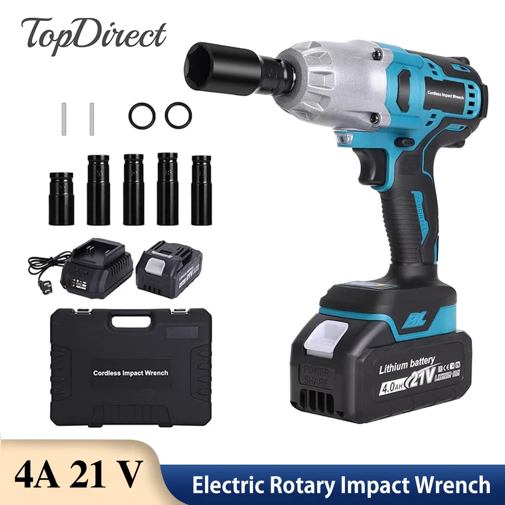 

650N.m High Torque Cordless Electric Impact Wrench Brushless 1/2 inch Cordless Electric Wrench with 21V Battery for Tyres Tools