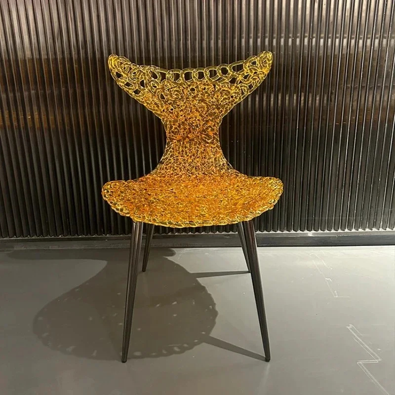 NNItalian Amber Fiber Optic Dining Designer Leisure Hotel Conference Chair Model Room Chair