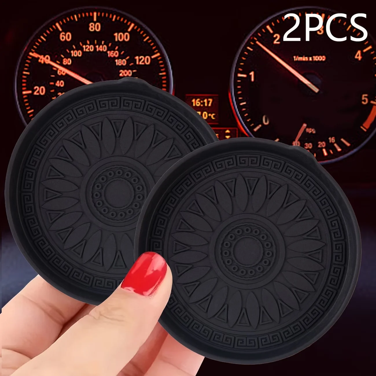 

2Pcs Universal Car Cup Mat Anti-slip Insulation Dust-proof Cup Holder Pad Car Interior Accessories