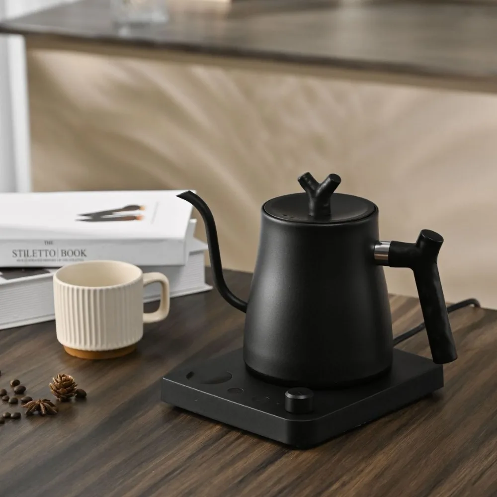 1000ML Gooseneck Electric Kettle Smart Temperature Control Automatic Power Shut-off Heating Water Pot Temperature Display
