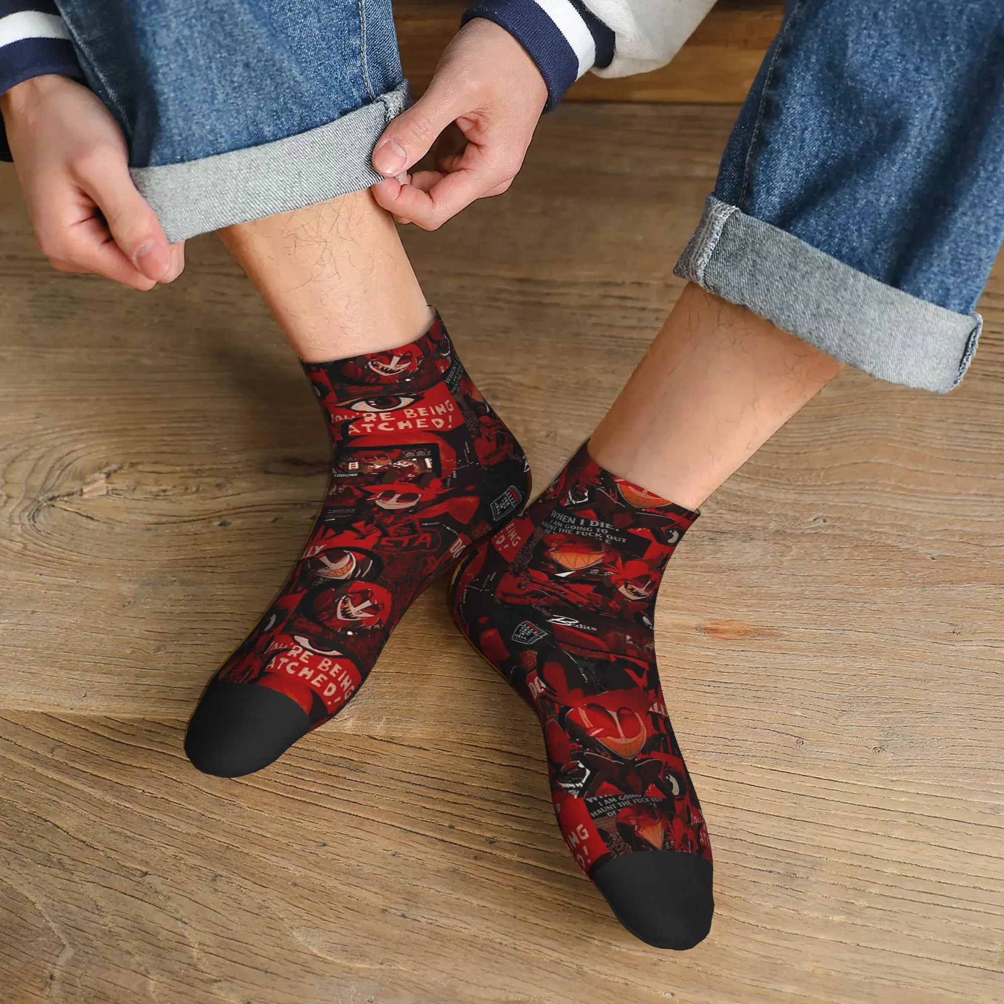 

All Seasons Alastor error Socks Harajuku Super Soft Crew Socks Fashion Stockings for Men Women Christmas Gifts