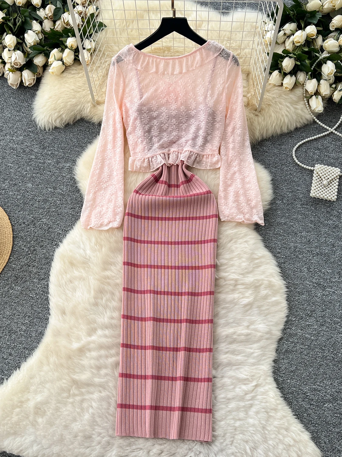 

Женское вязаное шило Faion ort, пальто с поясом и ремнями, комплект Dr, зимняя коллекция, костюм из двух предметов