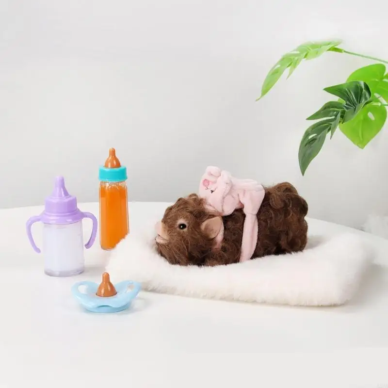 سيليكون مجعد الشعر خنزير لعبة الضغط مع ملحقات التغذية لعبة حسية للأطفال التمريض النشاط الكبار الاسترخاء A2UB #6