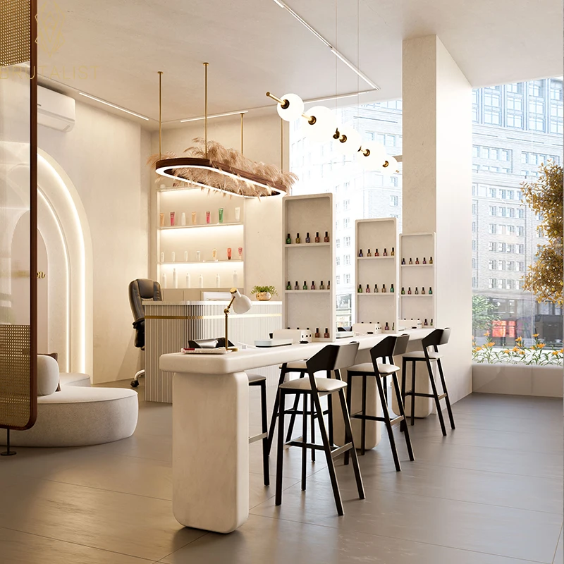 

Fashion Mall Simple Nail Bar Station Interior Design Luxury Hair Salon Station Nail Salon Furniture