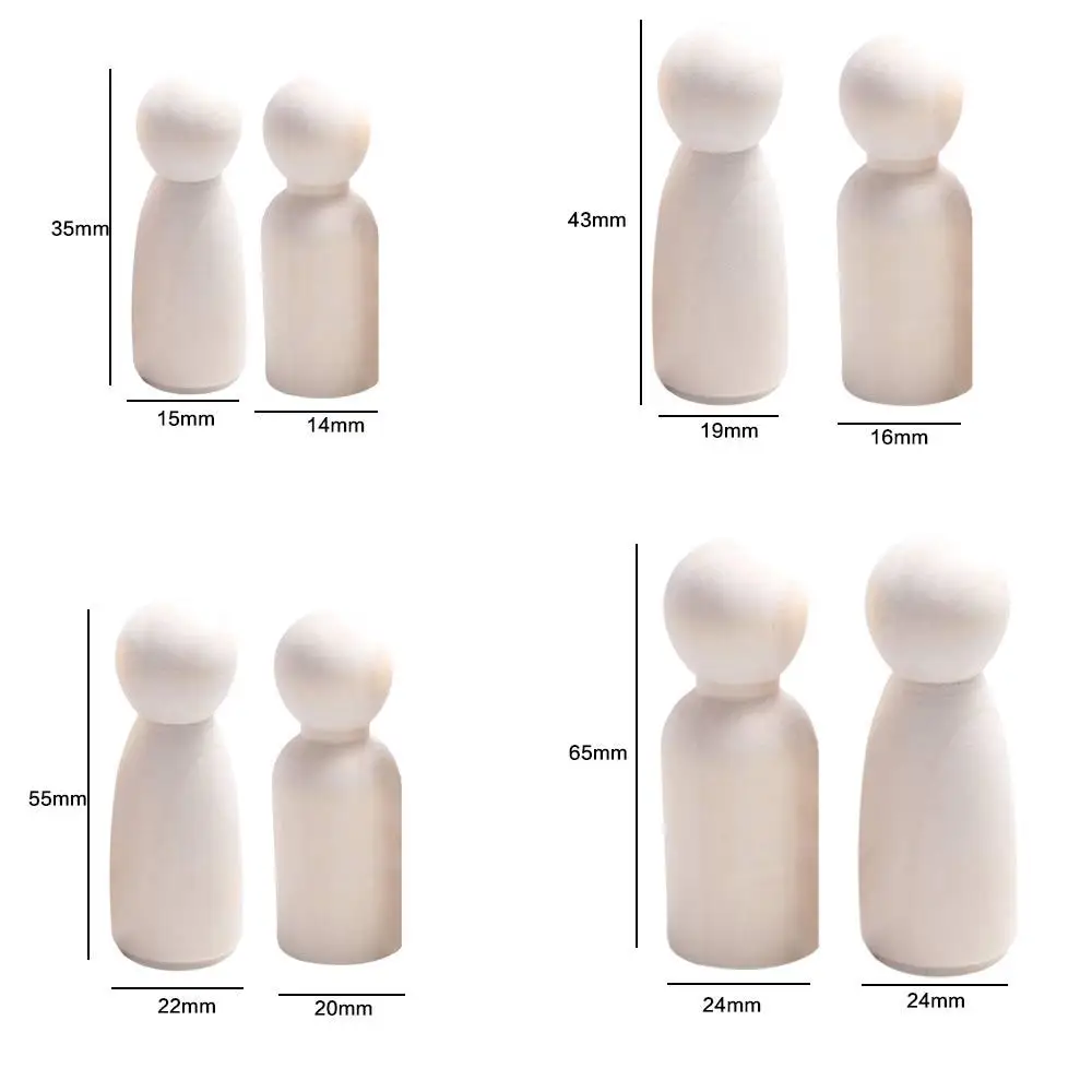 DIY Lovely Handmade Male Female Blank Natural Wood Wedding Decoration Wooden Peg  Wood Crafts Unpainted Figures