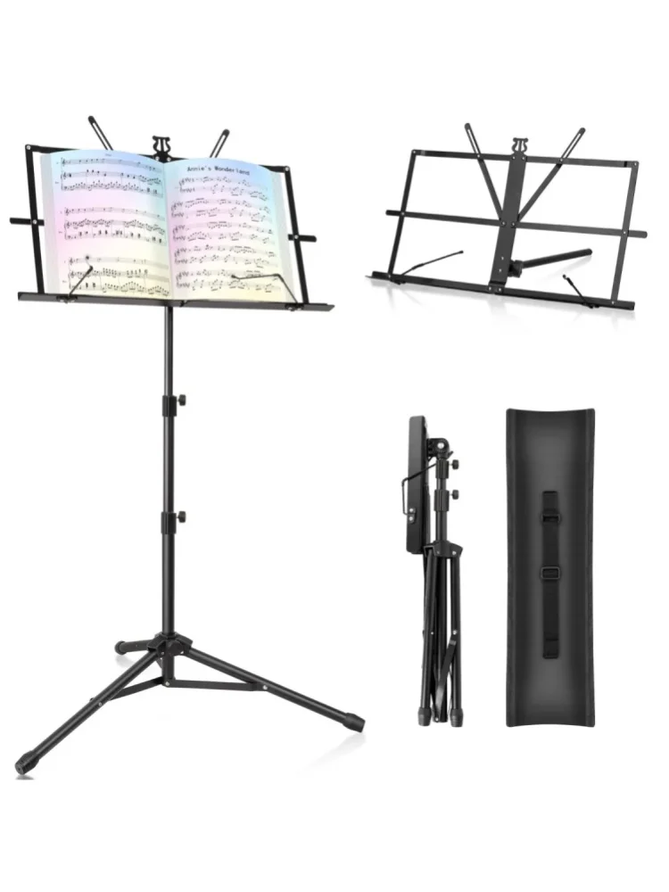 1,5 Meter hoher, robuster Orchester-Notenständer, faltbar und verstellbar, Stativfuß.