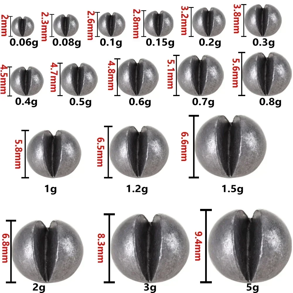 100-500 Stück Split Shot Angelgewichte aus Legierung, 0,06g-5g, abnehmbare Clip-On-Sinker, tragbare Box, Süßwasser- und Salzwasser-Angelausrüstung – Detail 1