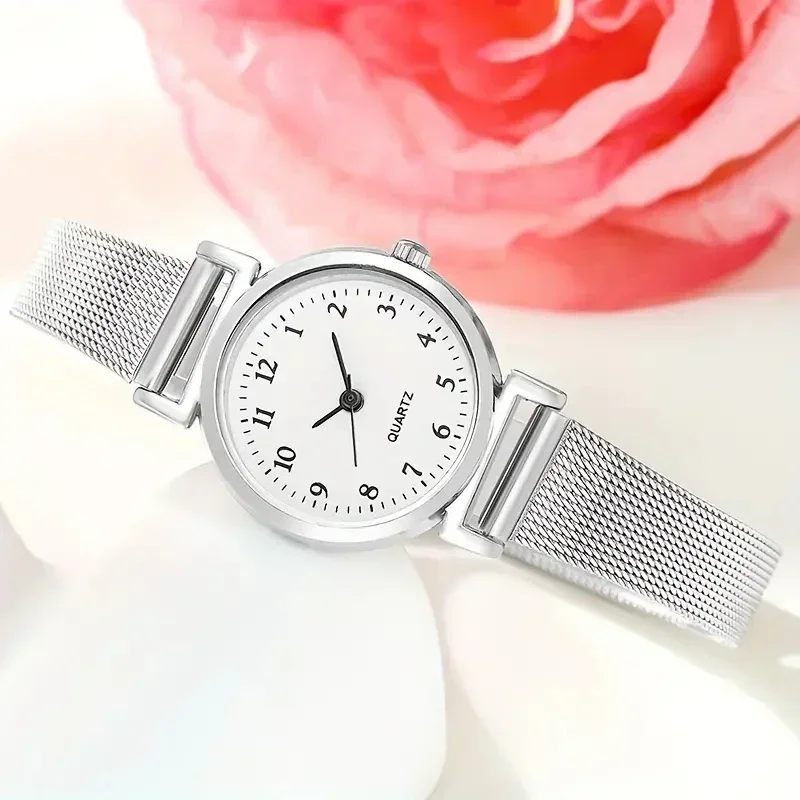 2 قطعة/6 قطعة ساعة دائرية كاجوال وقلادة كوارتز، سوار، خاتم، طقم أقراط، عصري،