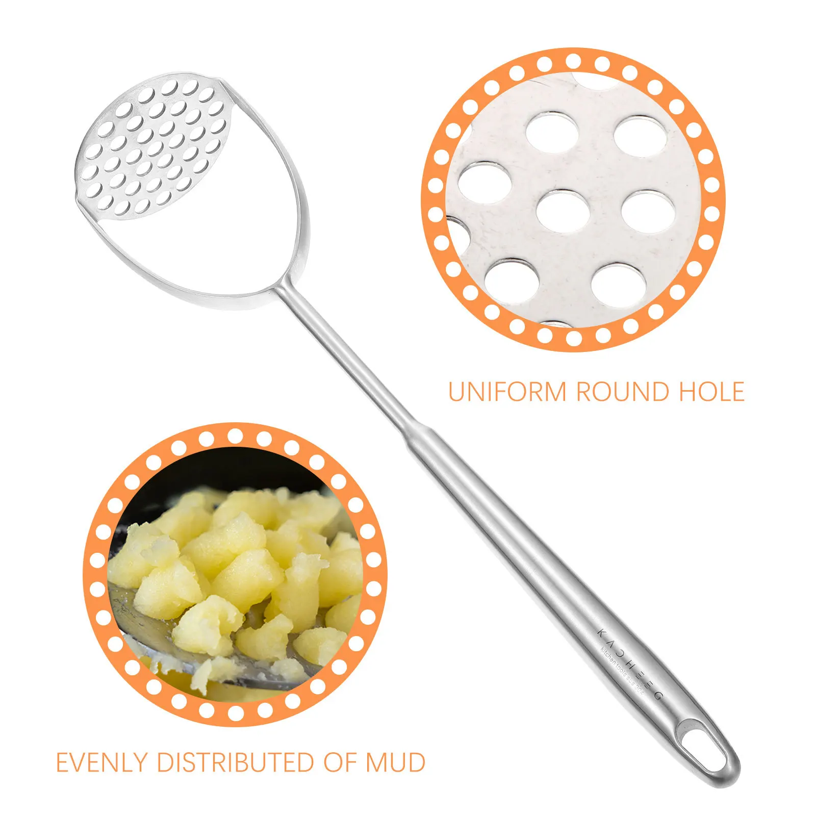 

1pc Multipurpose Potato Masher Stainless Steel Long Handle Kitchen Gadget For Pumpkins Yams Vegetable Crusher Food Press Tool