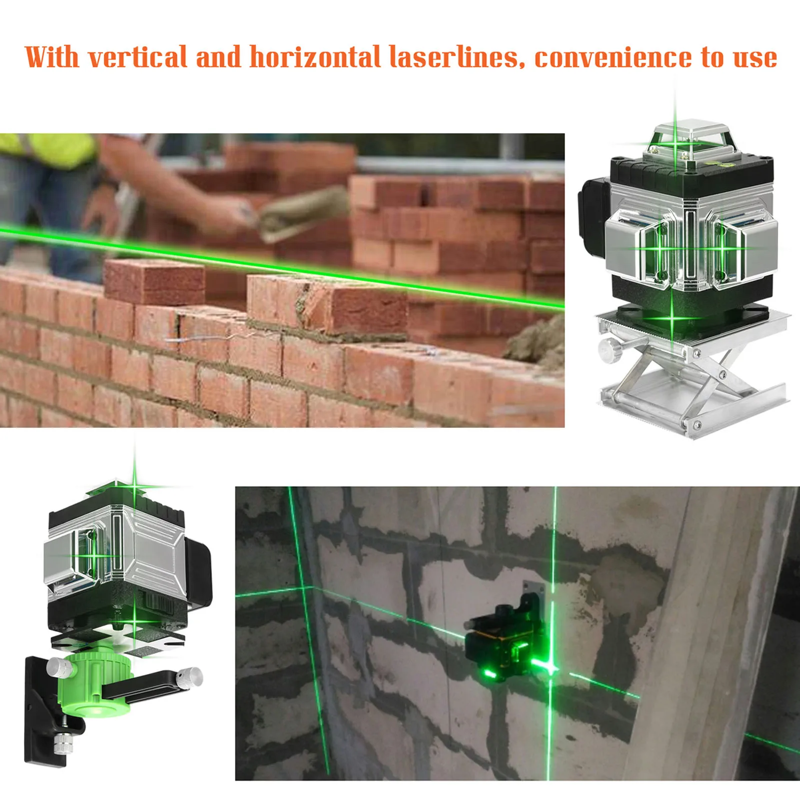 

16 Lines Laser Level with 3° Self-Leveling, Omnidirectional 360° Projection for Wall Floor Tile Alignment - Vertical Cross Lines