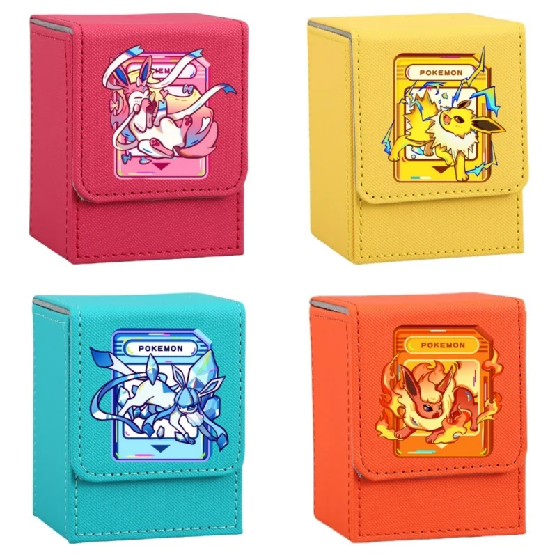 

Sylveon Card Case Jolteon Flareon Umbreon Leafeon Glaceon Eevee PTCG Diy Leather Action Toy Figure Anime Game Collection Box