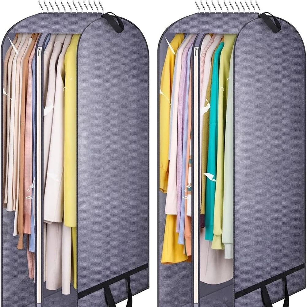 Two Long Storage Bags for Clothes with Transparent Side Panel Waterproof Breathable Fabric and Convenient Carry Handle