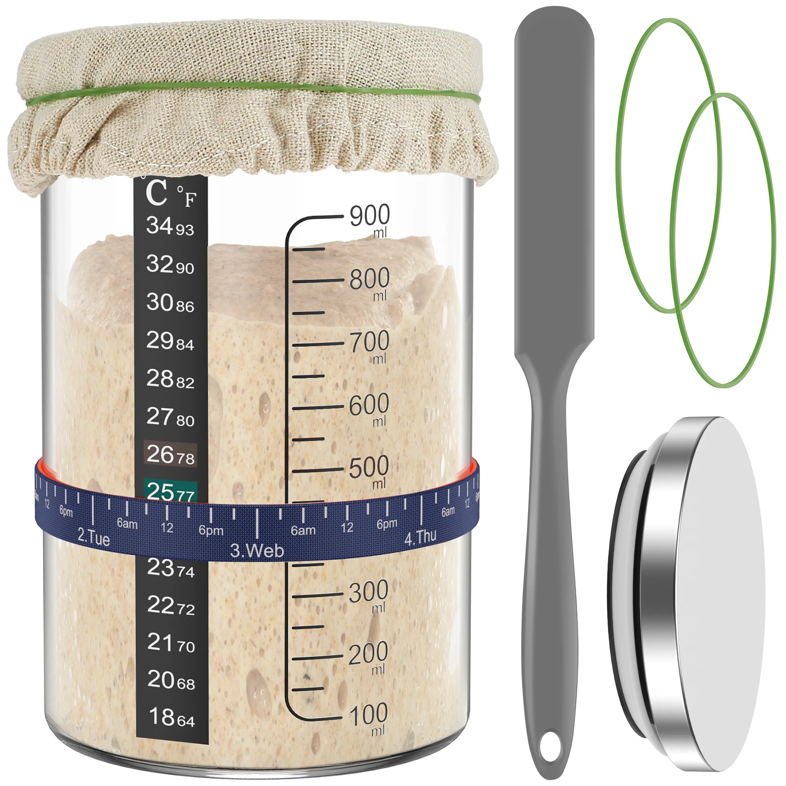 Zuurdesem Starter Jar Kit Zuurdesem Starter Container Bakken Gisting Pot Voedsel Opslag Pot Keuken Brood Bakken Accessoires