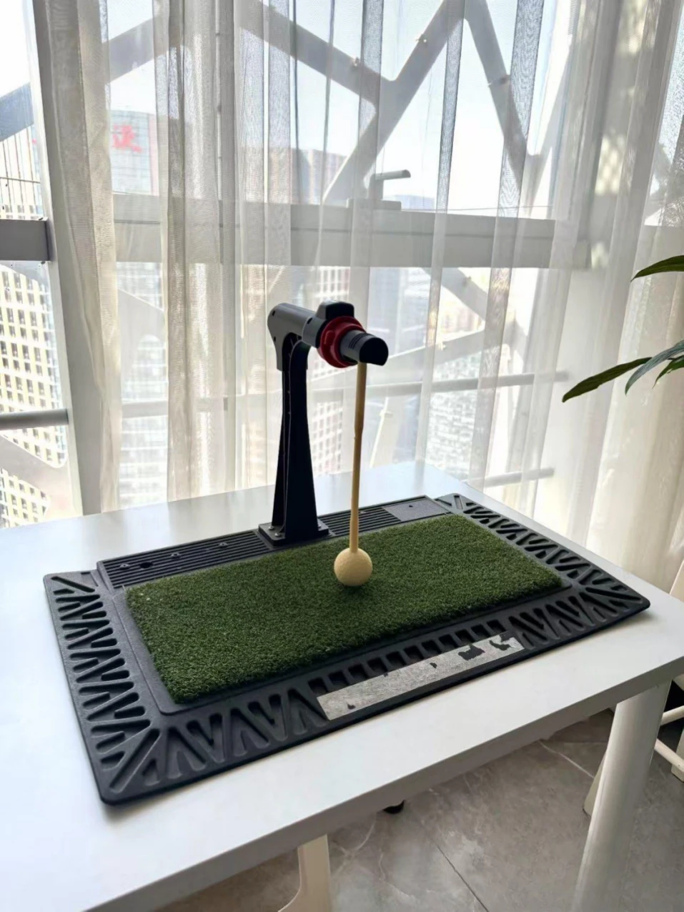 Swing Practice Trainer with Electronic Distance Meter, Indoor Swing Mat for Swing Correction & Distance Sensing Training