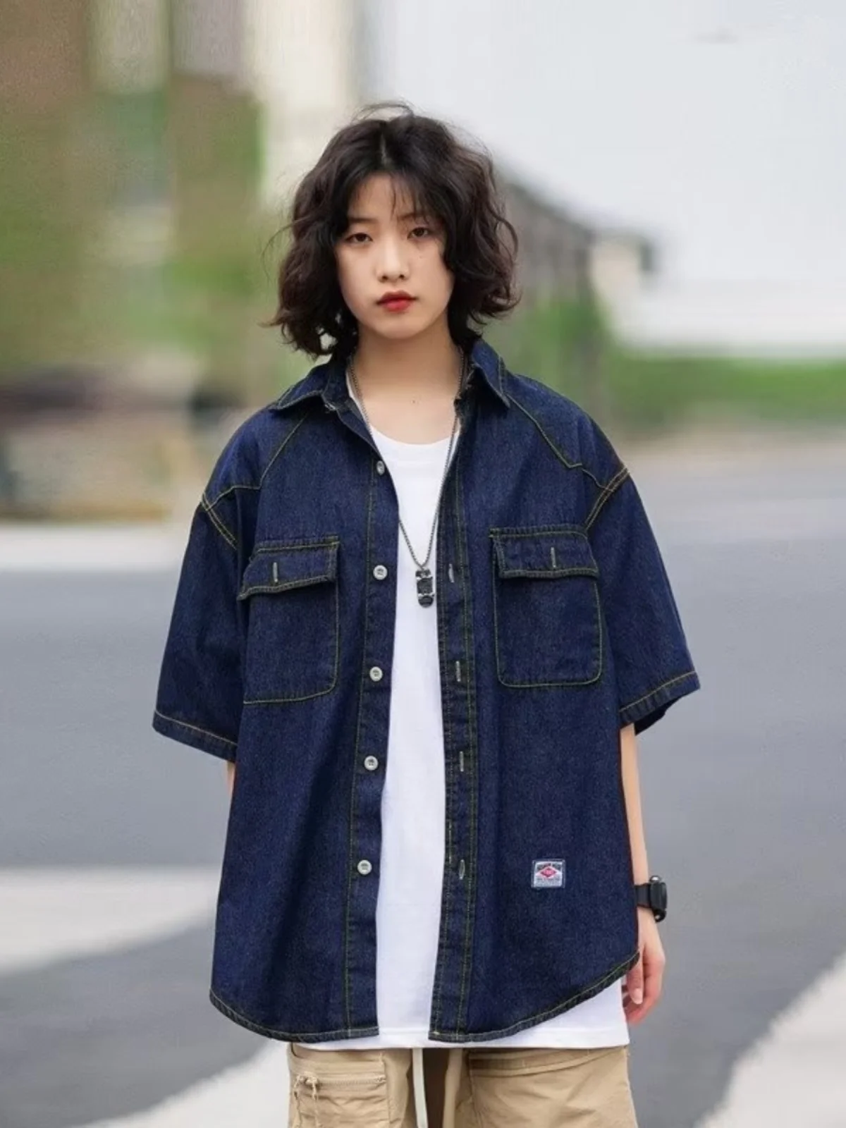 

Мужская свободная повседневная рабочая куртка в стиле ретро-джинсовый лук, летняя молодежная одежда