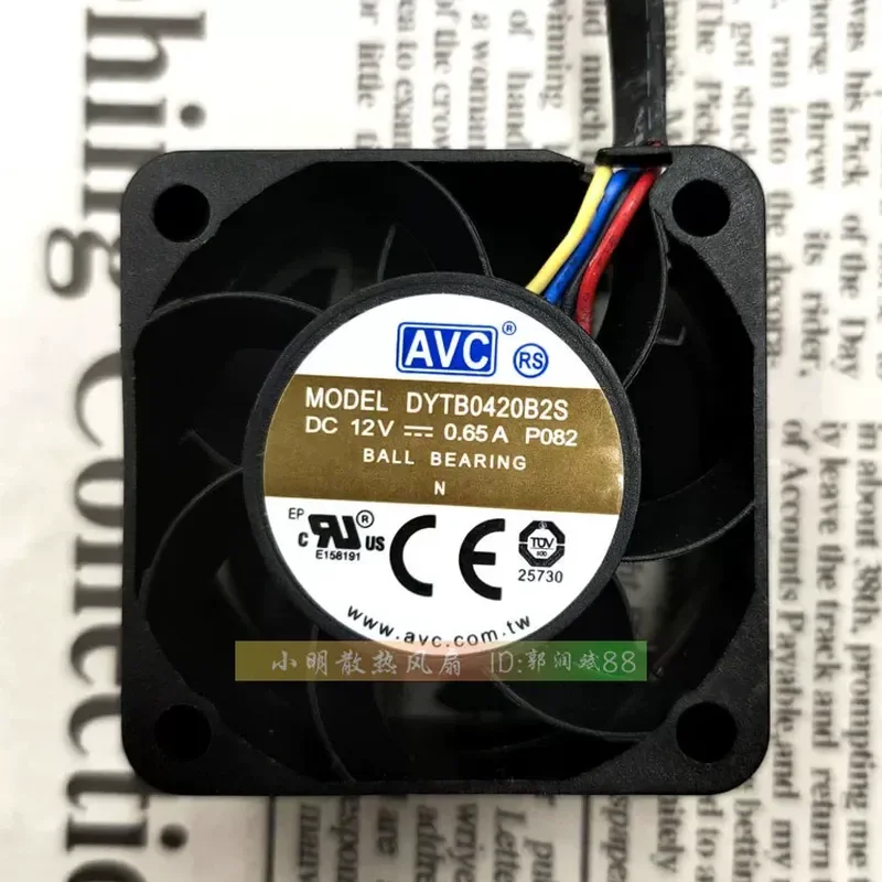 for AVC DYTB0420B2S 4020 12V 0.65A 4CM 4-Wire PWM Temperature Control Cooling Fan