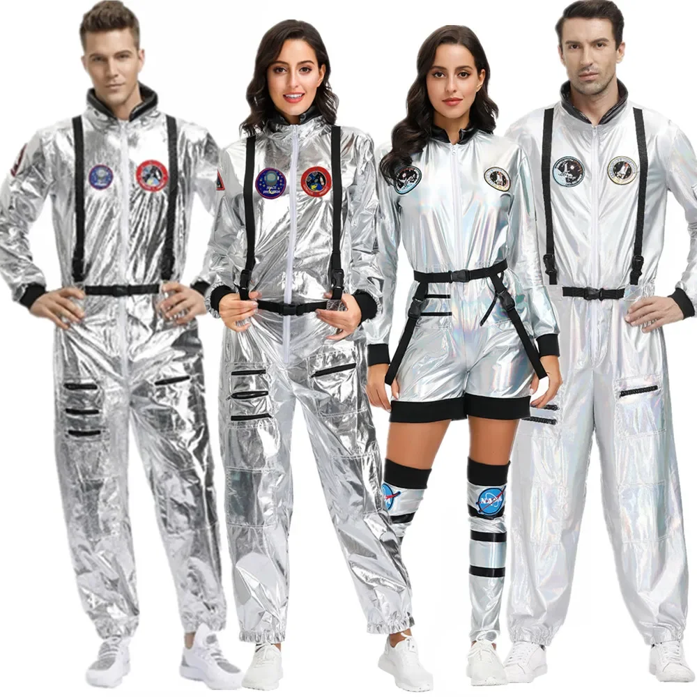 Adult Astronaut Space Jumpsuit Halloween Spaceman Cosplay Party Pilots Couple Costume