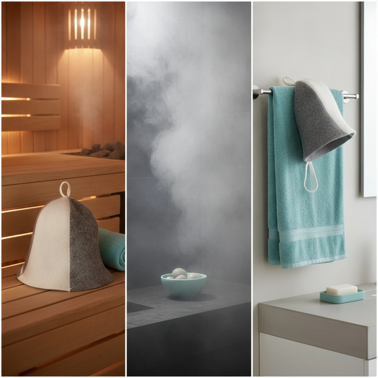 6 Pieces Sauna Hat Water-Absorbent Felt Sauna Hat Headwear Bell-Shaped Soft for Spa Goers, Steam Room, Bathhouse