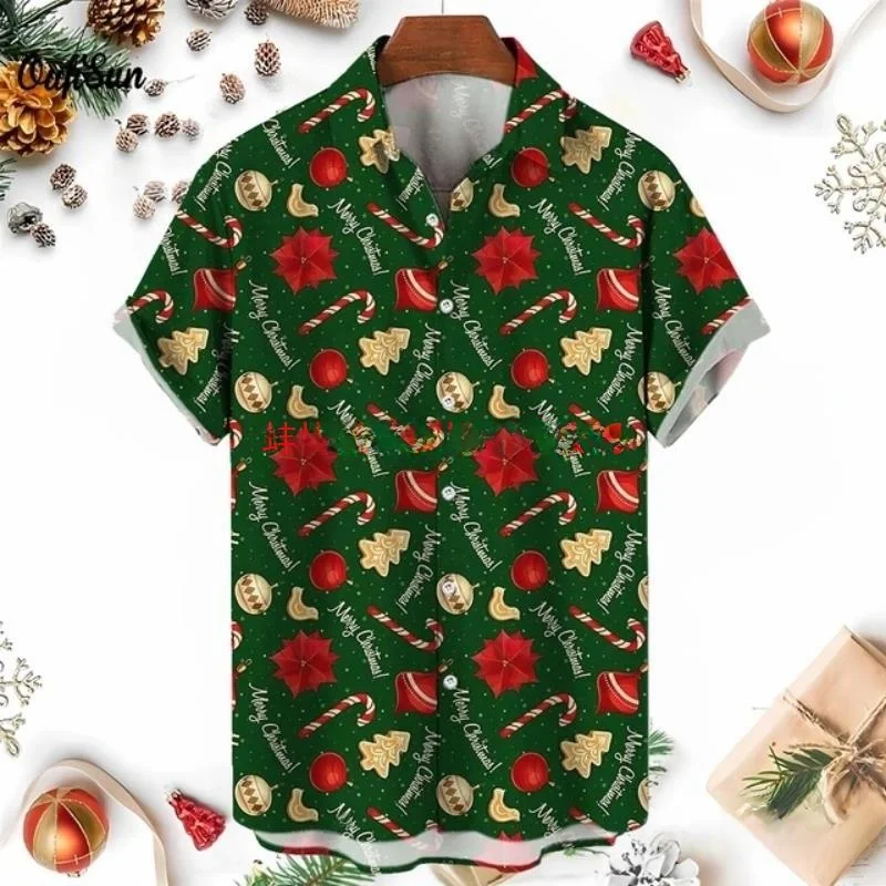 

Свободный крой Hawaiian irt Мужская 3D Snowman Print Street ort Sve Casual Faion Urban Sle Summer irt Basic (3)