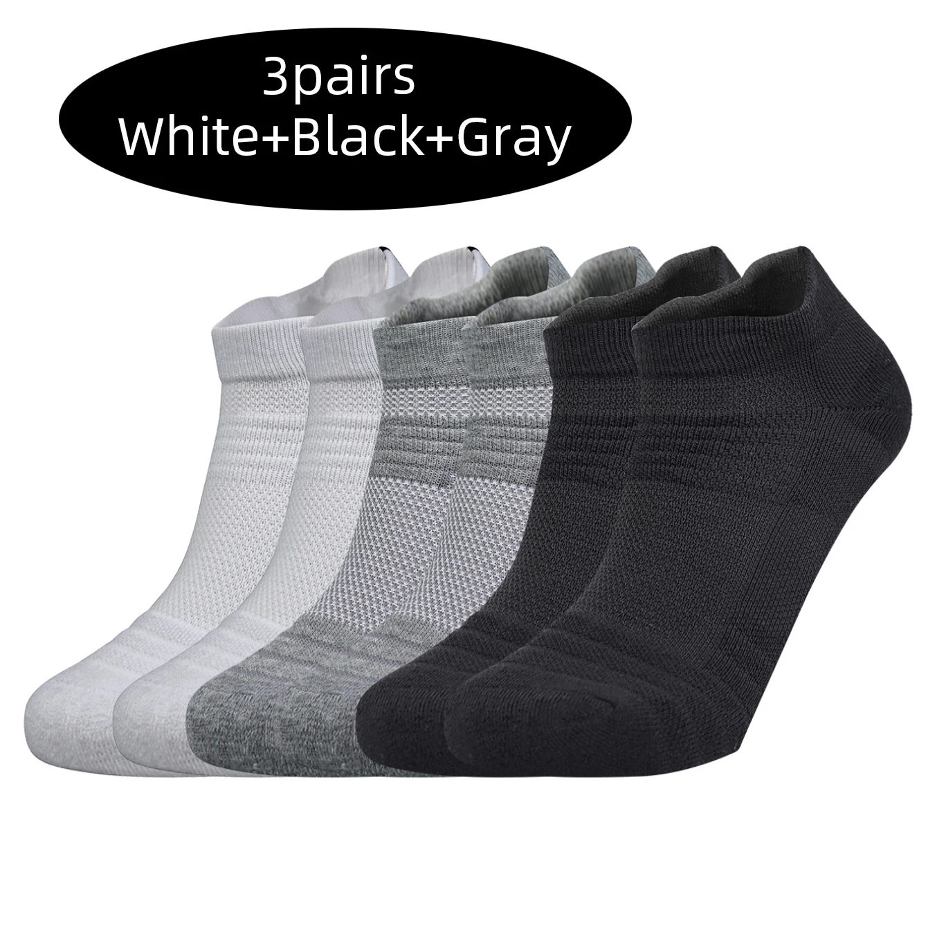 3 Pairs Men\'s Cycling Sport Socks Basketball Running Compression Ankle Sock Black White Anti-slip Bike Bicycle Mtb Cycling Sock