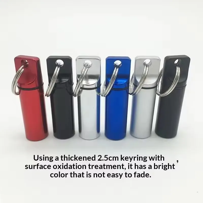 Aluminum Alloy Pill Case Keychain Waterproof Sealed Design Multiple Color Options Perfect For Outdoor Use Daily Pill Storage