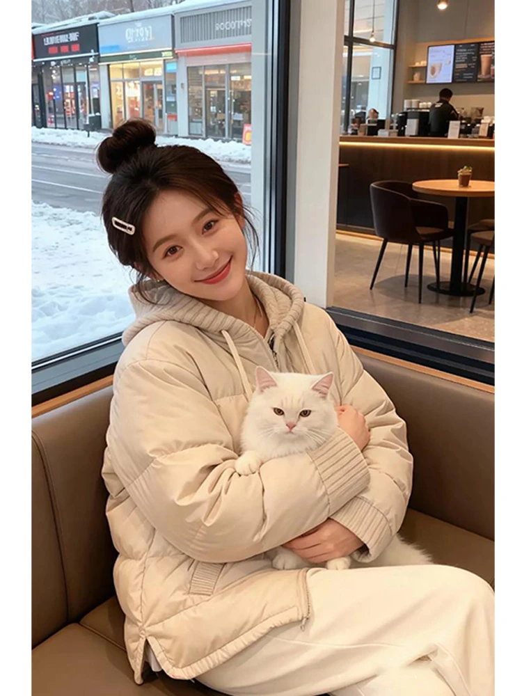 

Уникальная вязаная хлопковая куртка для женщин: теплая, с воротником-стойкой, универсальная, новая зимняя модель, стильная хлопковая одежда, пальто