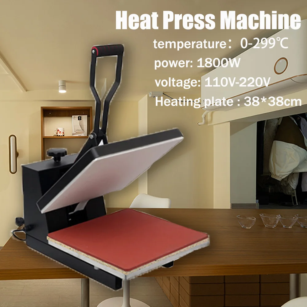 38x38cm Heat Press Machine 110V/220V Multifunction， Digital T-Shirt Press for DTF Sublimation， Heat Transfer Vinyl， DIY T-S