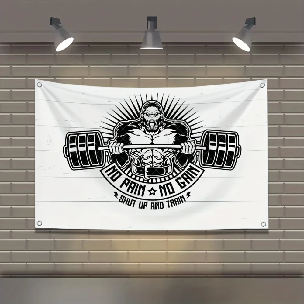 No Pain No Gain Gym Banner Tapestry Fitness Workout Decor Weightlifting Muscle Wall Art Sport Training Flag 60x90cm