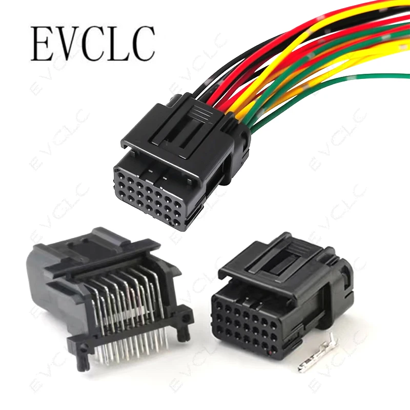 1 Set 21-Pin Waterproof Wiring Harness Connector 6188-0790/6189-7108/W025-21FAY-B for Auto & Motorcycle ECU (Male & Female) plug