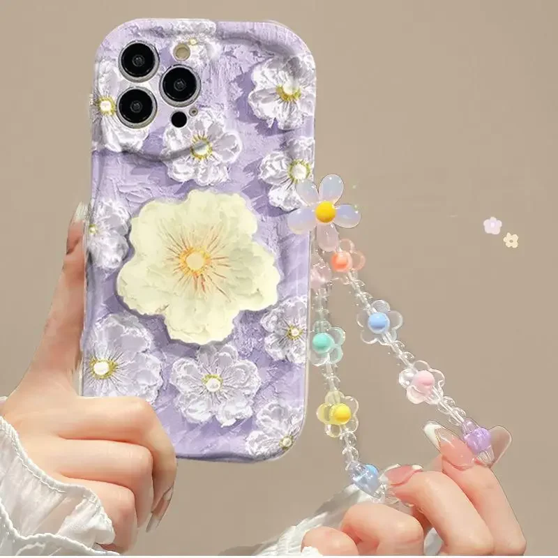 Phone Case for Xiaomi Redmi Note 13 Pro 5G 12 4G 8 11 10 9 12 Pro Plus 12S 13C 12C 10C 9C 9A  A1 A2 A3 Soft Cover Bracelet Chain