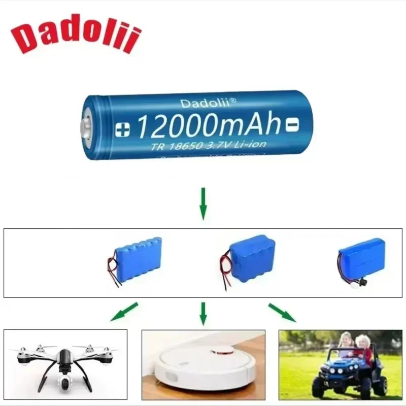 18650 Battery 12000mAh 3.7V Rechargeable Li-ion Battery With Charger For Flashlights Toys EU US Plug Air Transport Available