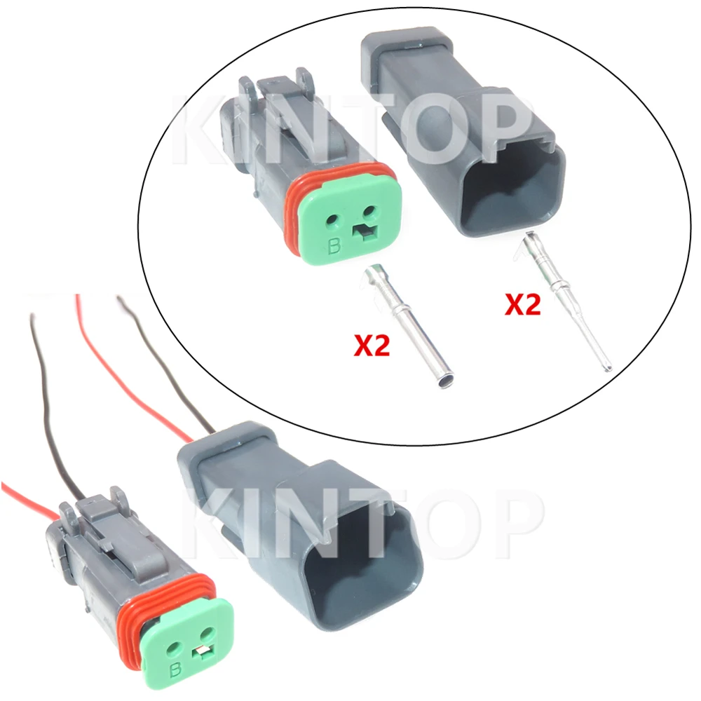 

1 Set 2 Pins Car Waterproof Connector Automobile Electrical Adapter AC Assembly DT04-2P-E005 DT06-2S-EP06 Auto Wire Connector