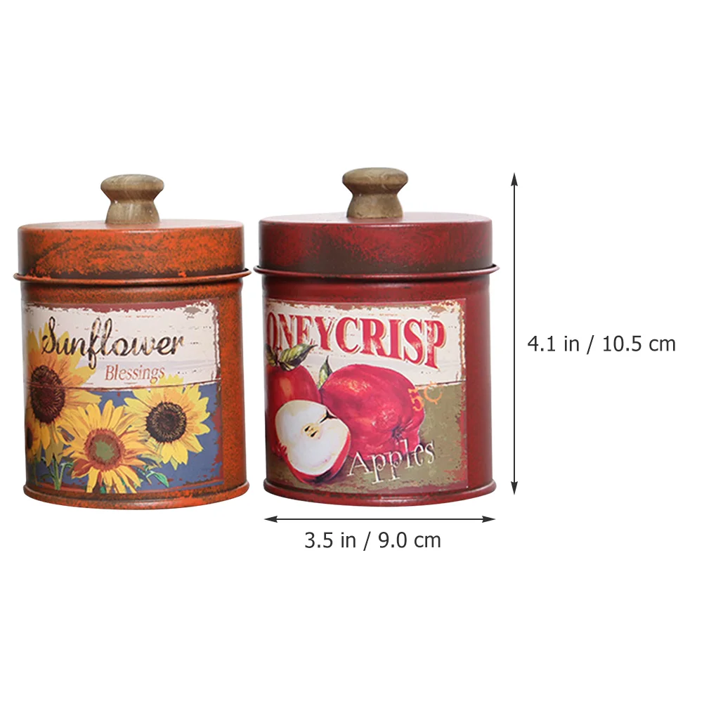 2 Pcs Vintage Storage with Lid Iron Flower Container Creative Candy Trash Outdoor Canister Desktop Pot Office Cookie Jars