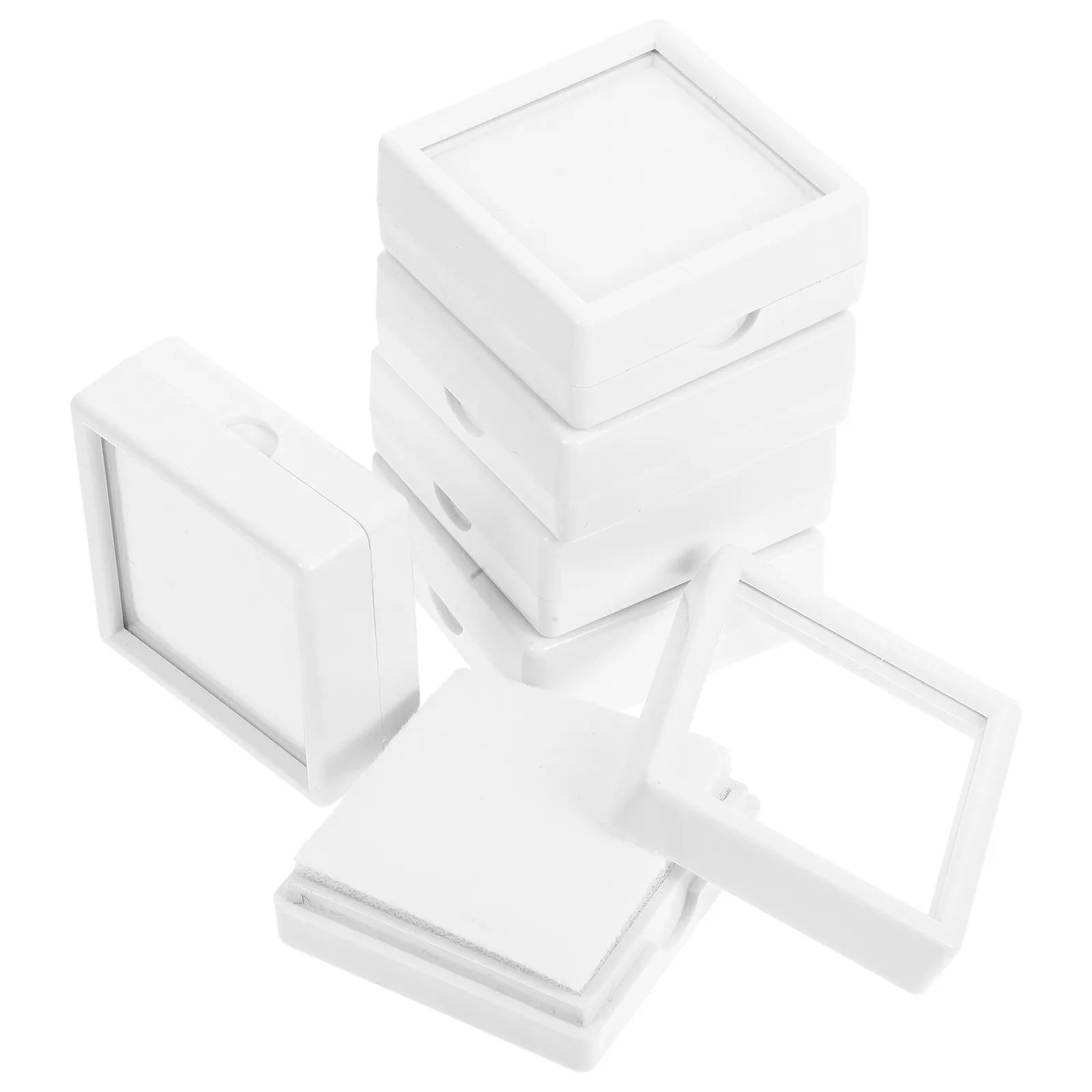 

6Pcs Small Display Box with Clear Lid Stone Jewelry Organizer for Rock Decorative Storage Case Portable