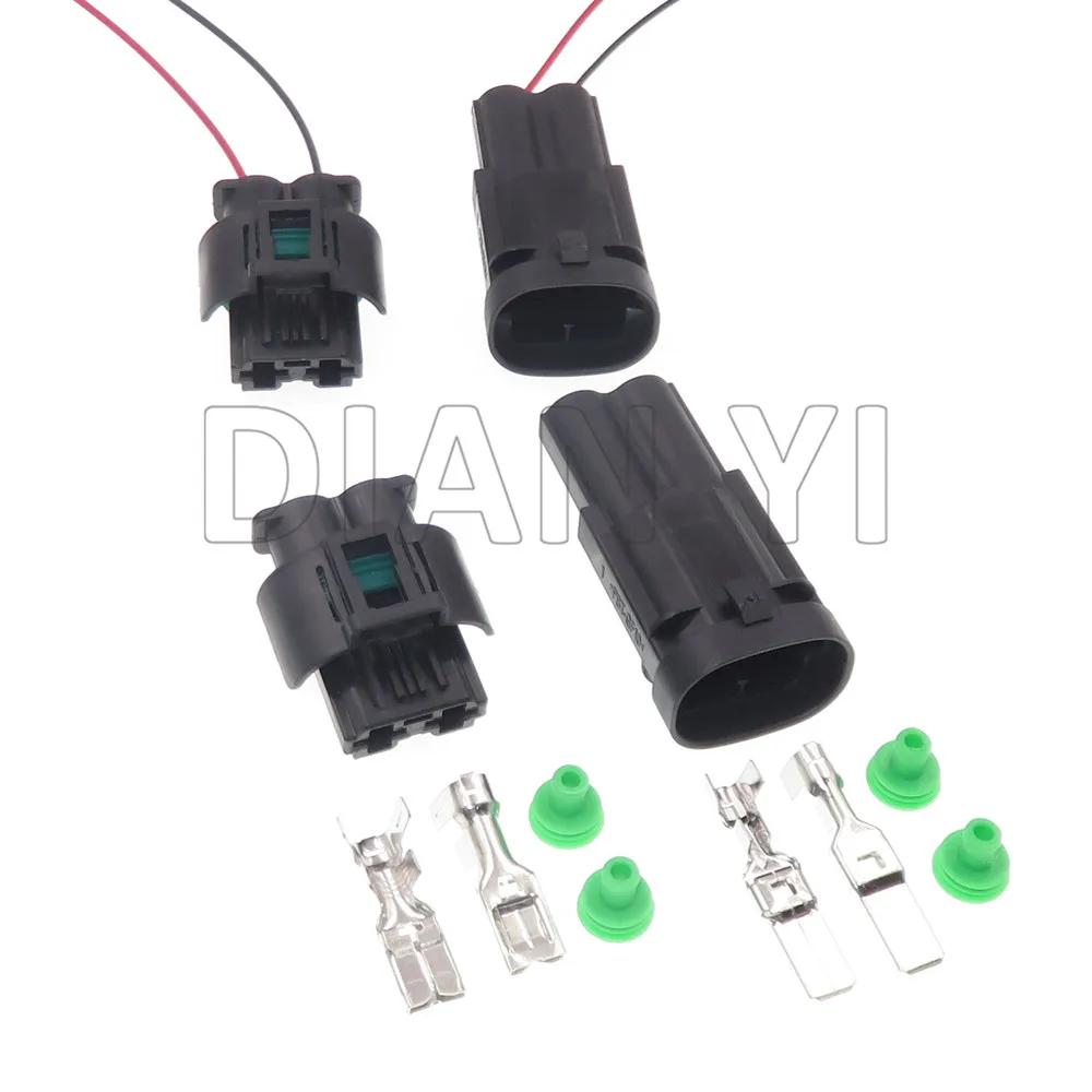 

1 Set 2 Way Auto Fan Motor Electrical Cable Sockets AC Assembly 1544317-1 1544678-2 Car Sealed Large Power Current Connector