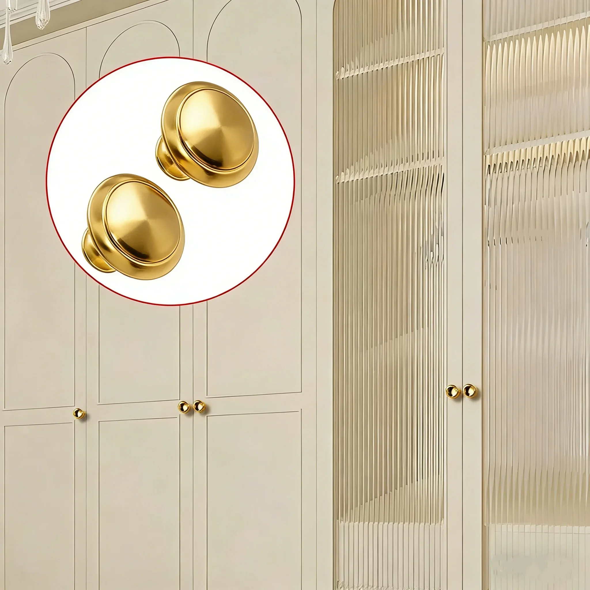 8pcs Golden Simple Cabinet Drawer Single Hole Pull Handle, Cabinet Wardrobe Door Round Furniture Small Handle