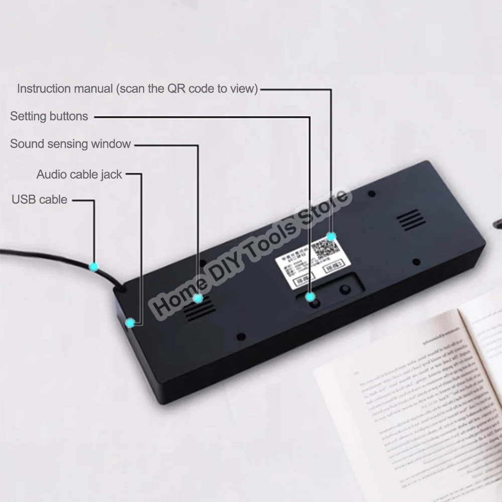 Aktywowany głosem LED Music Spectrum Rhythm Light Kolorowy 1624 Czujnik głosu RGB z wyświetlaczem zegara Wskaźnik poziomu dźwięku Miernik VU