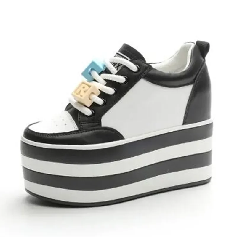 

Женские осенне-весенние новые модные женские кроссовки на скрытом каблуке из натуральной кожи 12 см, цветные кроссовки на танкетке, обувь на толстой подошве