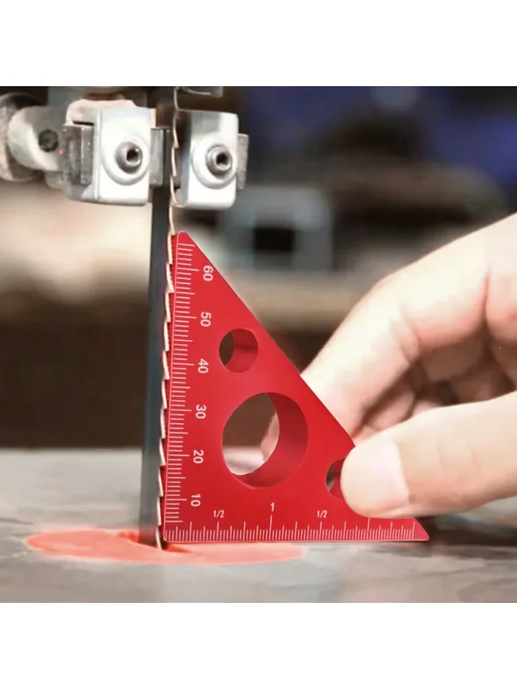 1pc Triangle Ruler, 45/90 Degree Metric Scale, Precision Angle Ruler, Aluminum Alloy Thickened Height Ruler, Multifunction Woodw
