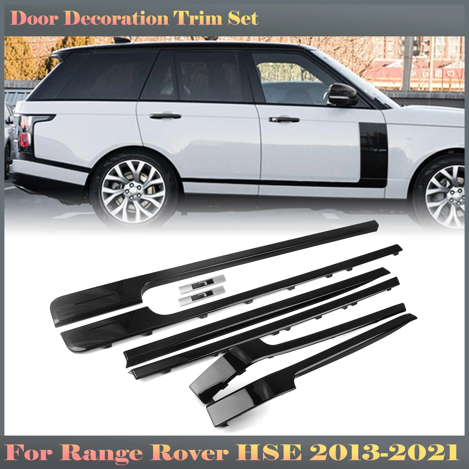 

6PCS Door Side Body Molding Strips & 2PCS Side Trim Auto Part For Land Rover Range Rover HSE L405 LWB 2013-2022