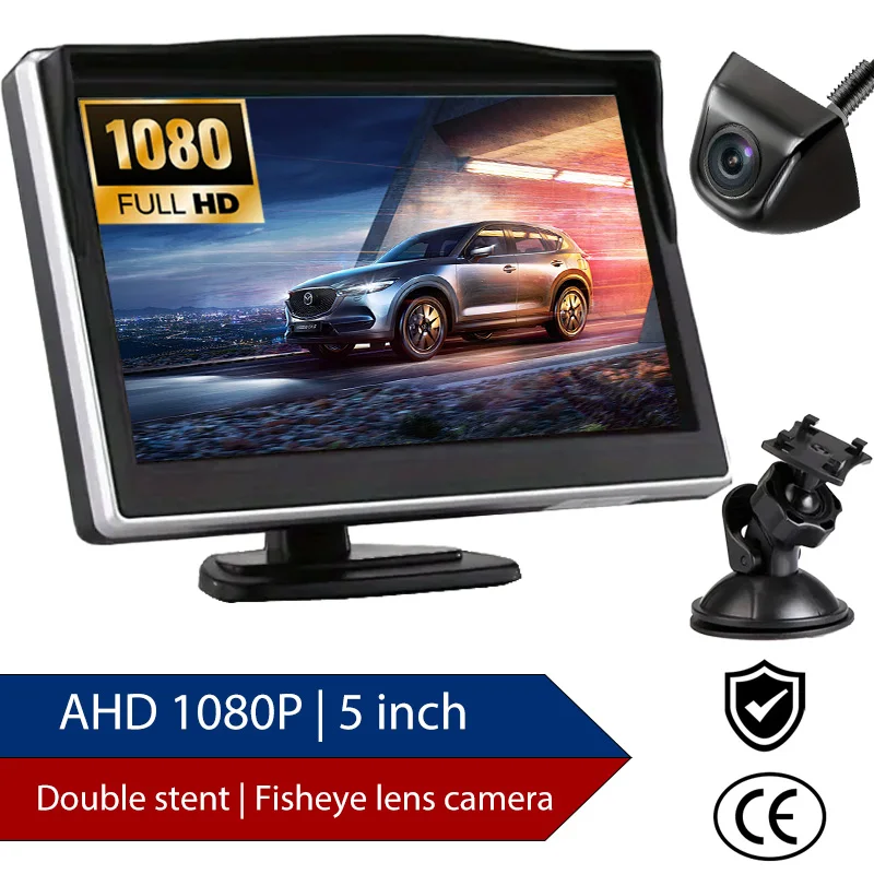 5 Inch AHD CVBS Car Monitor LCD Display 1080P 720P For Reversing Camera Loop Recording Vehicle Backup Assist System