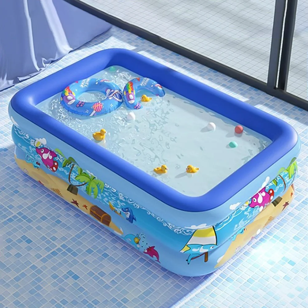 Inflatable Swimming Pool Cartoon Pattern Framed Swimming Pool Baby Bath Bathtub for Summer Outdoor Indoor