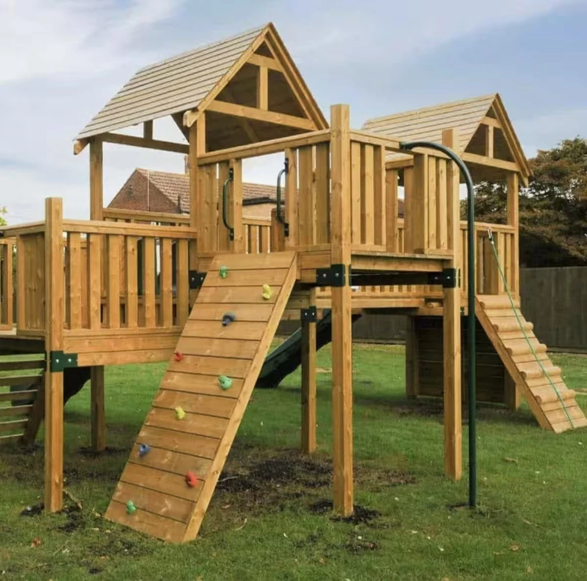 4IQ Cabane Enfant Exterieur Bois avec Toboggan - Maison Enfant Exterieur - Cabane Enfant Intérieur - Cabane de Jardin pour Enfant - Maisonnette Enfant Exterieur - Jeux Jardin Enfant